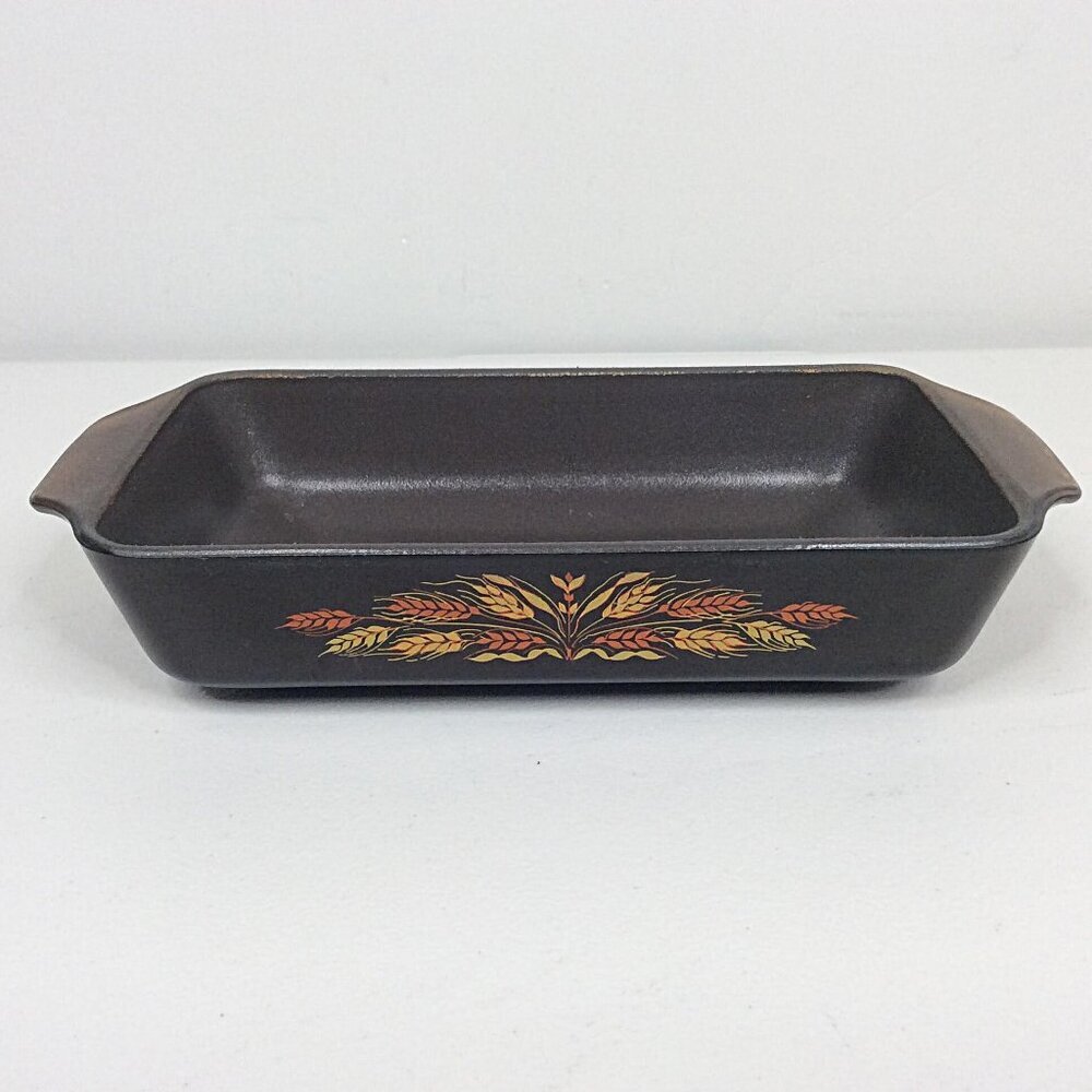 Vintage‎ Anchor Hocking Teflon Amber Wheat Ovenware Loaf Pan Casserole Dish 60s